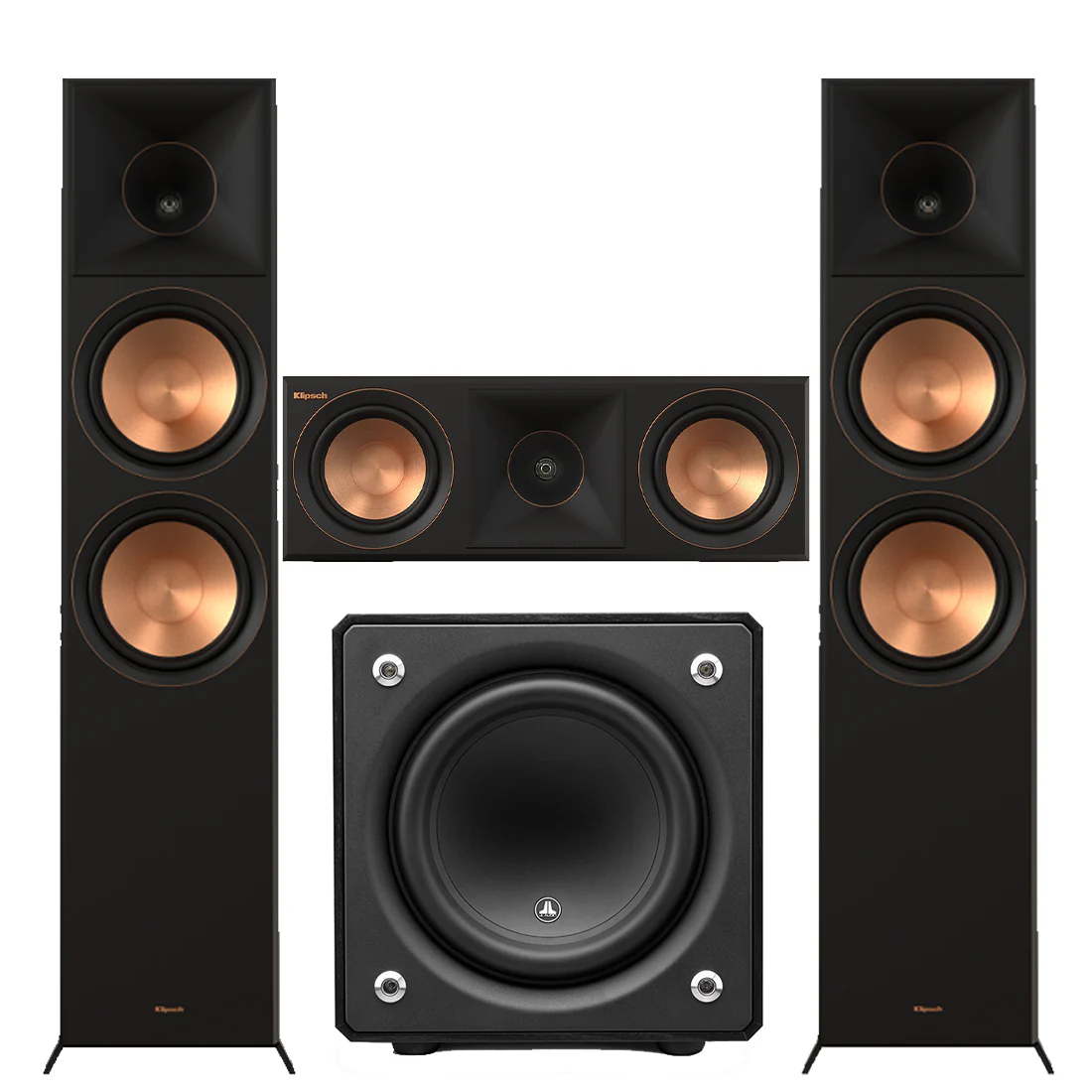 Klipsch RP-8000FBII Reference Premier MK-II 5.0 Speaker Bundle #4 | JL Home Audio E110-ASH Dominion 10" Powered Subwoofer- #96276 - Bundle