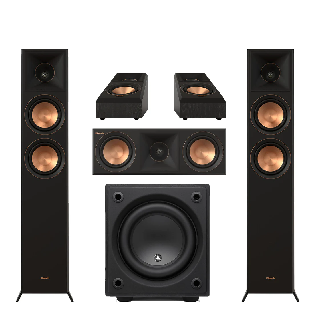 Klipsch RP-5000FBII Reference Premier MK-II 5.0 Speaker Bundle #7 | JL Audio D108-ASH 8" Powered Subwoofer- #96281 - Bundle