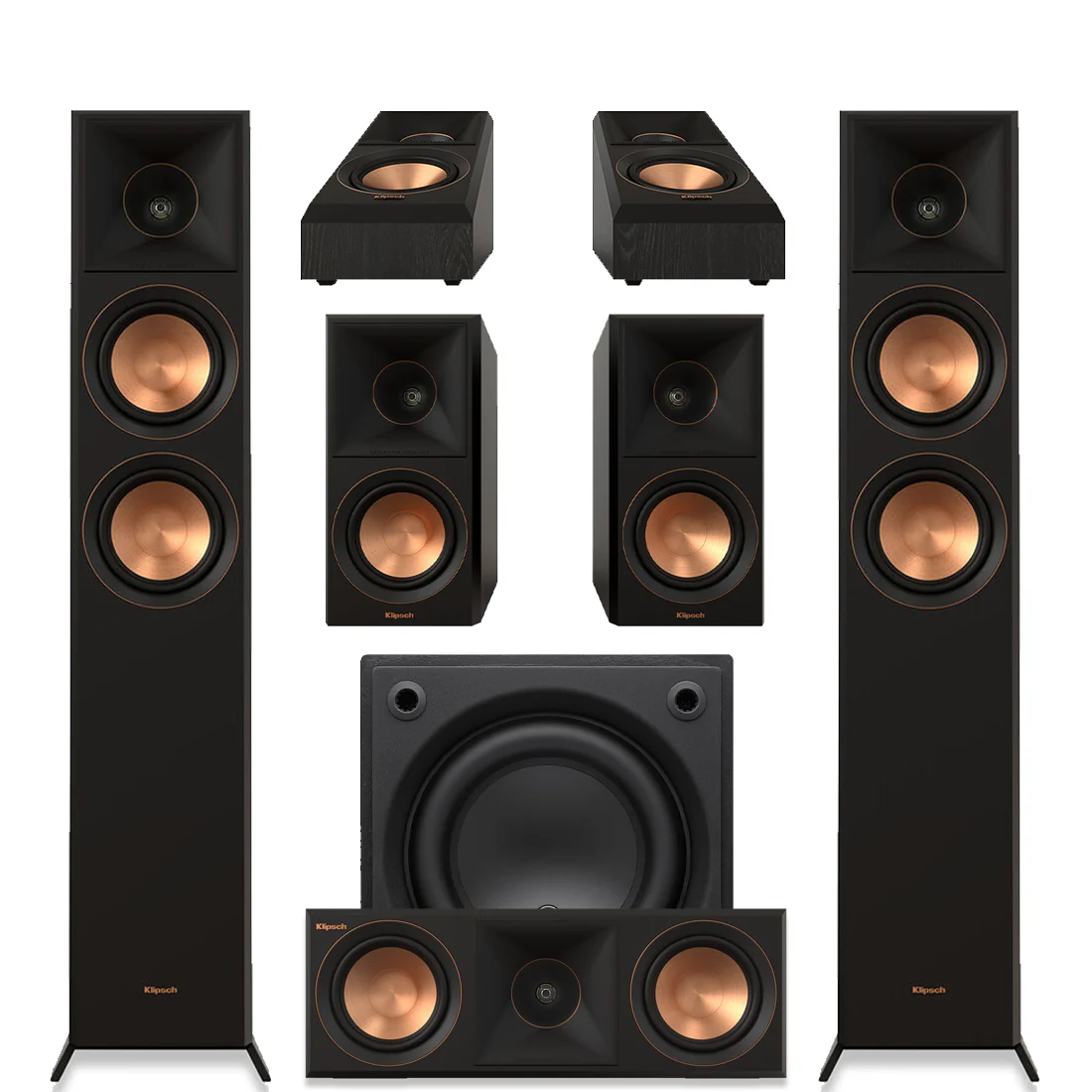 Klipsch RP-5000FBII Reference Premier MK-II 7.0 Speaker Bundle #5 | JL Audio D108-ASH 8" Powered Subwoofer - Bundle
