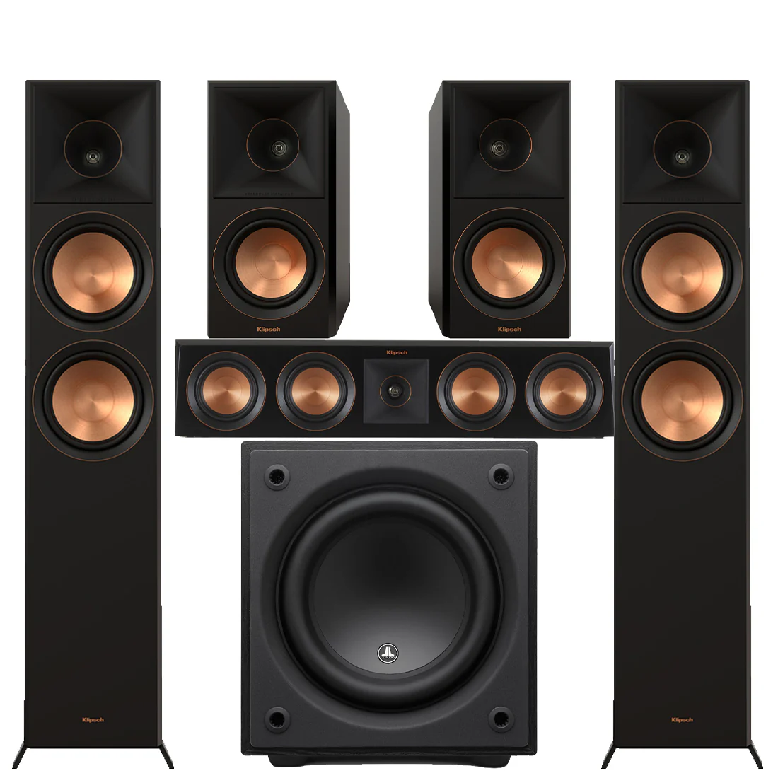 Klipsch RP-6000FBII Reference Premier MK-II 5.0 Speaker Bundle #2| JL Home Audio D110-ASH Dominion 10"Powered Subwoofer- #96281 - Bundle