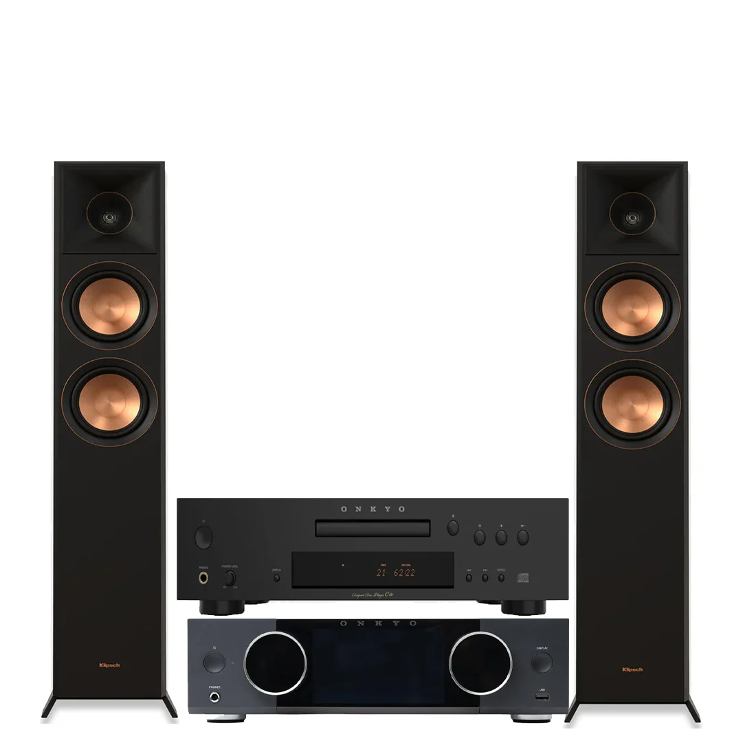 Onkyo A50B Icon Integrated Amplifier | C30B Icon CD Player | Klipsch RP-6000F II Floor Standing Speakers - Pair - Bundle