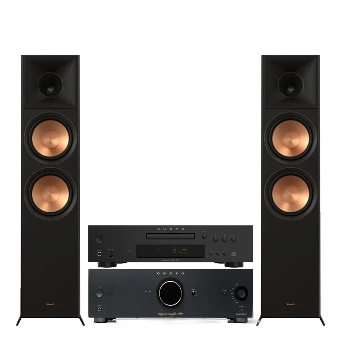 Onkyo A50B Integrated Amplifier | C30B CD Player | Klipsch RP-8060FA II Dolby Atmos Floor Standing Speakers - Pair - Bundle