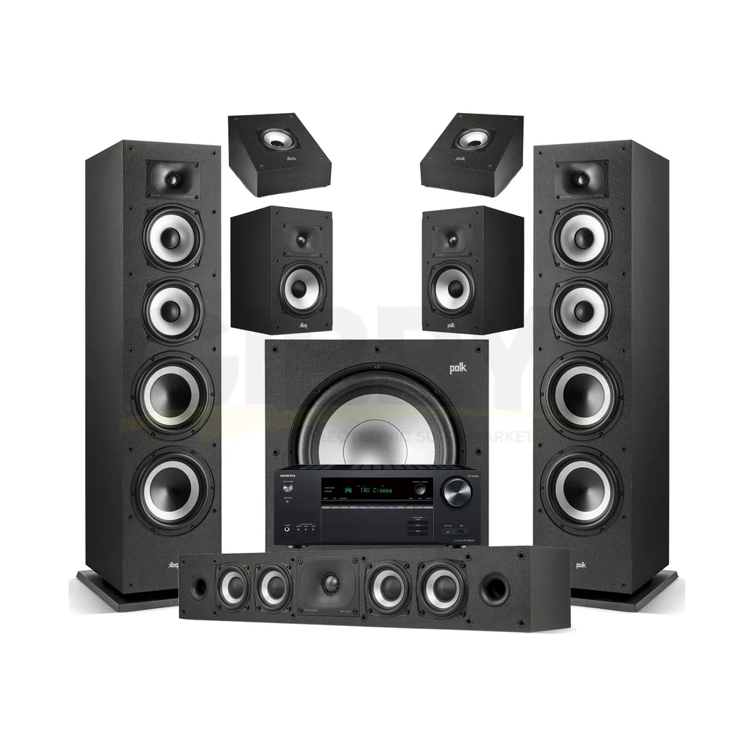 Onkyo TX-NR6100 7.2 Channel THX Certified Network A/V Receiver | Polk Audio Monitor XT70 5.1.2 Home Theater Bundle #1