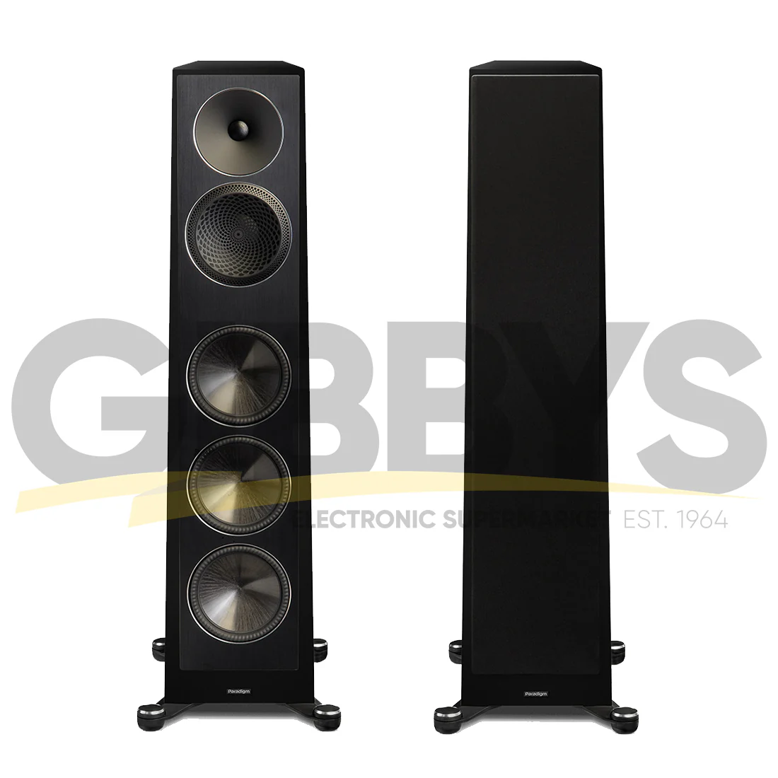 Paradigm Founder 120H Floor Standing Speaker - Pair | Founder 90C Center Channel Speaker - Gloss Black - Bundle - Image 2