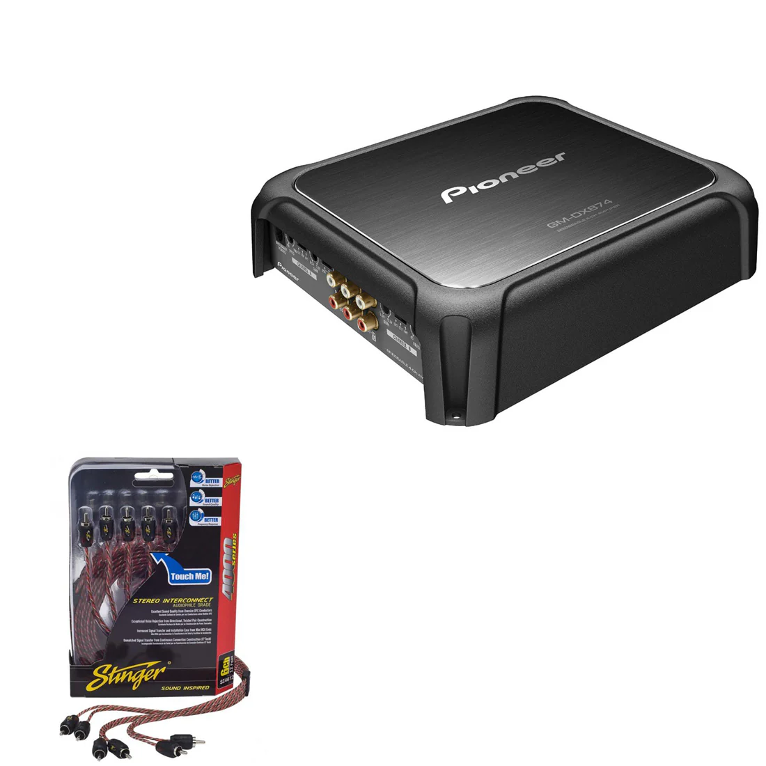 Pioneer GM-DX874 Class-D 4-Channel Car Amplifier | Stinger SI4617 17 Foot Stereo Interconnect Cable - Bundle