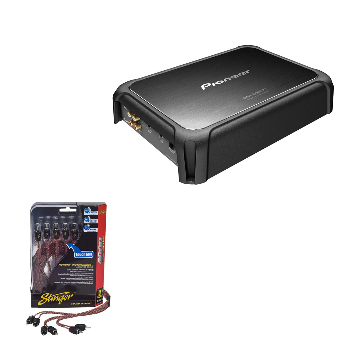 Pioneer GM-DX971 Class-D Mono Car Subwoofer Amplifier | Stinger SI4617 17 Foot Stereo Interconnect Cable - Bundle