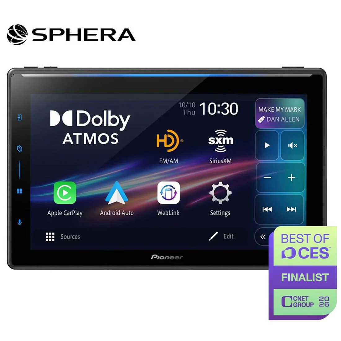 Pioneer SPHERA DMH-WT8000NEX 10.1" Floating Digital Multimedia Receiver - 2026