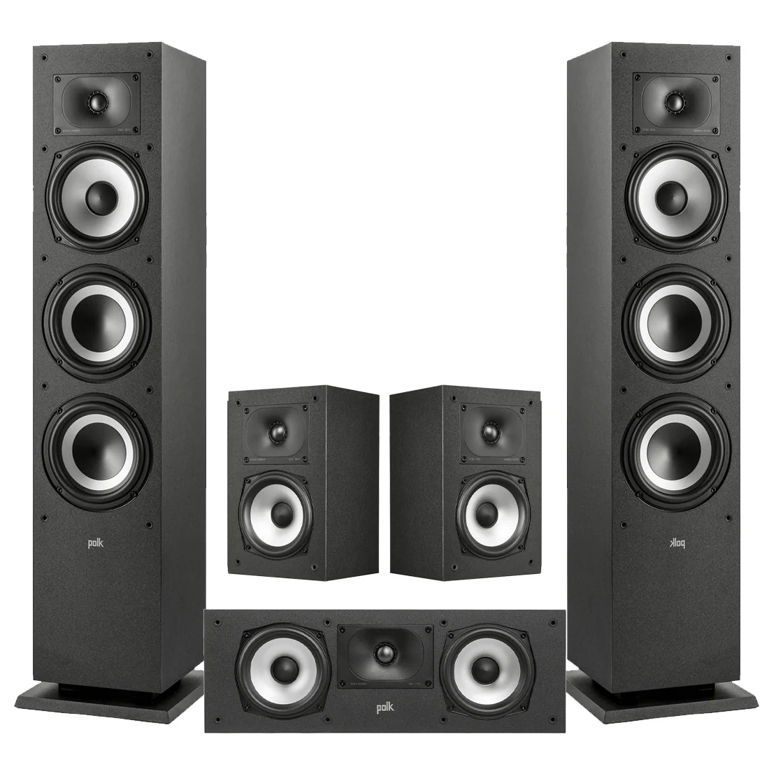 Polk Audio Monitor XT60 Floor Standing Speakers - Pair | XT30 Center Channel | XT15 Bookshelf Speakers - Pair - Bundle