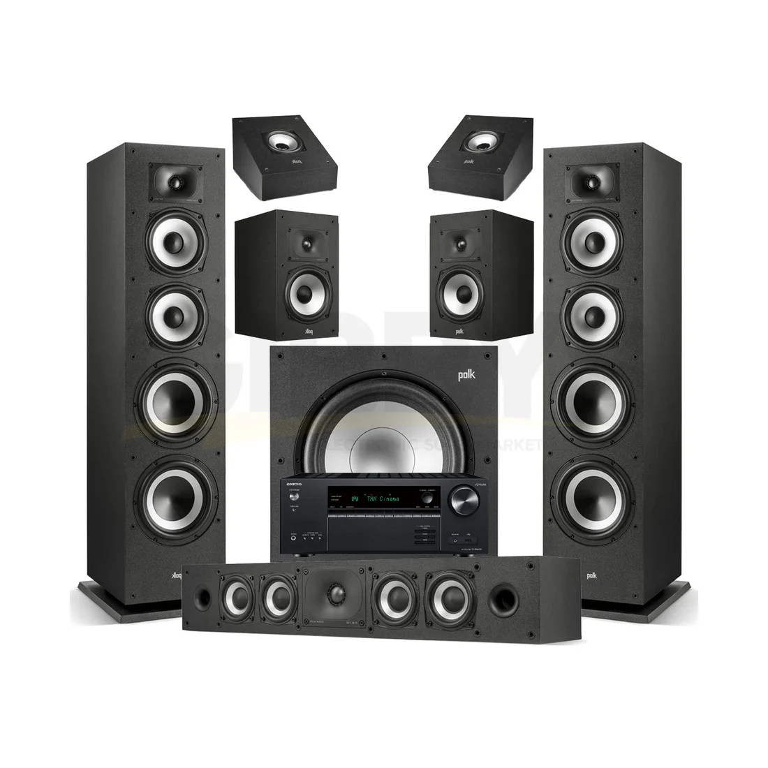 Onkyo TX-NR6100 7.2 Channel THX Certified Network A/V Receiver | Polk Audio Monitor XT70 5.1.2 Home Theater Bundle #1