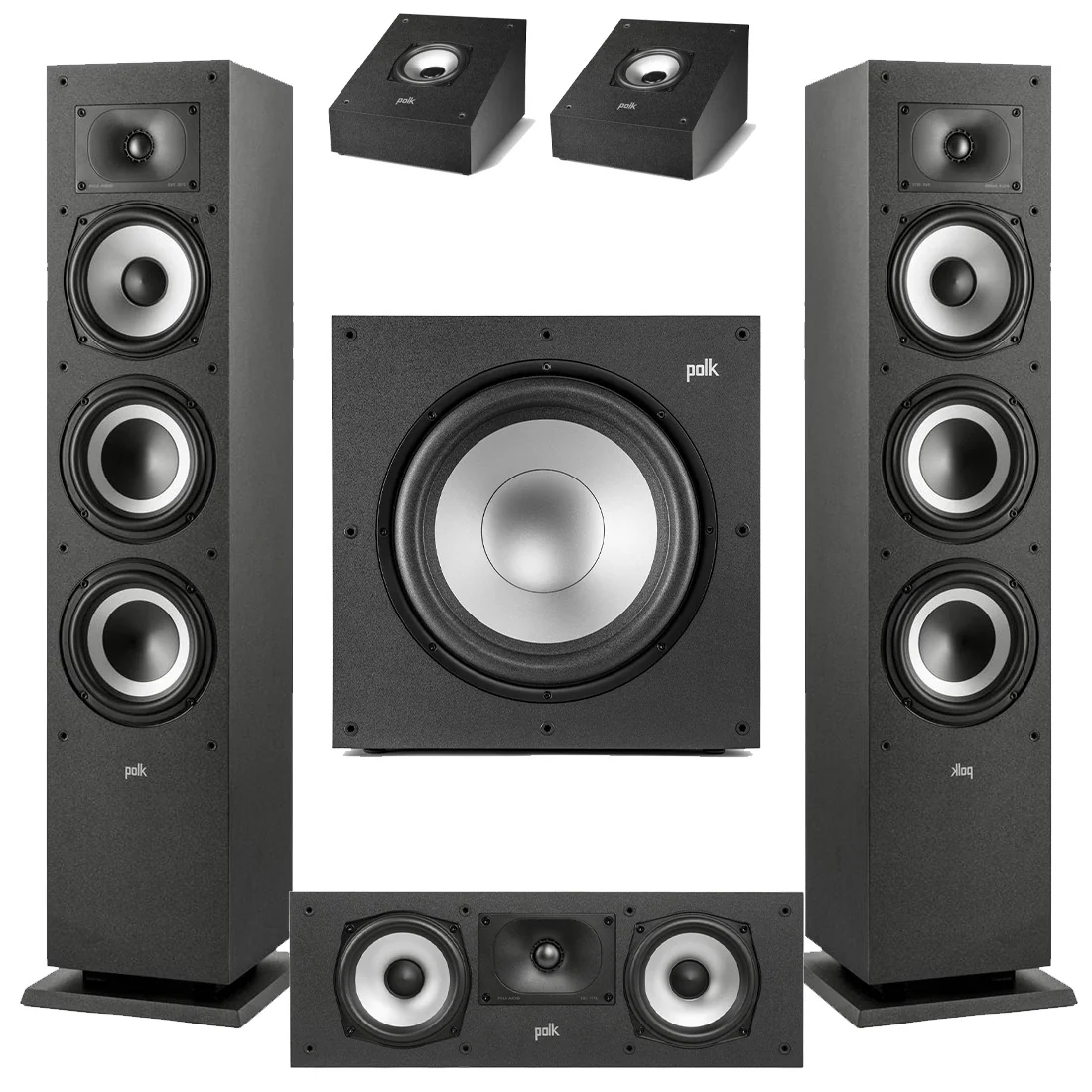 Polk Audio XT60 Floor Standing Speakers - Pair | Monitor XT30 Center Channel | XT90 Height Speakers- Pair | XT12 12" Subwoofer - Bundle