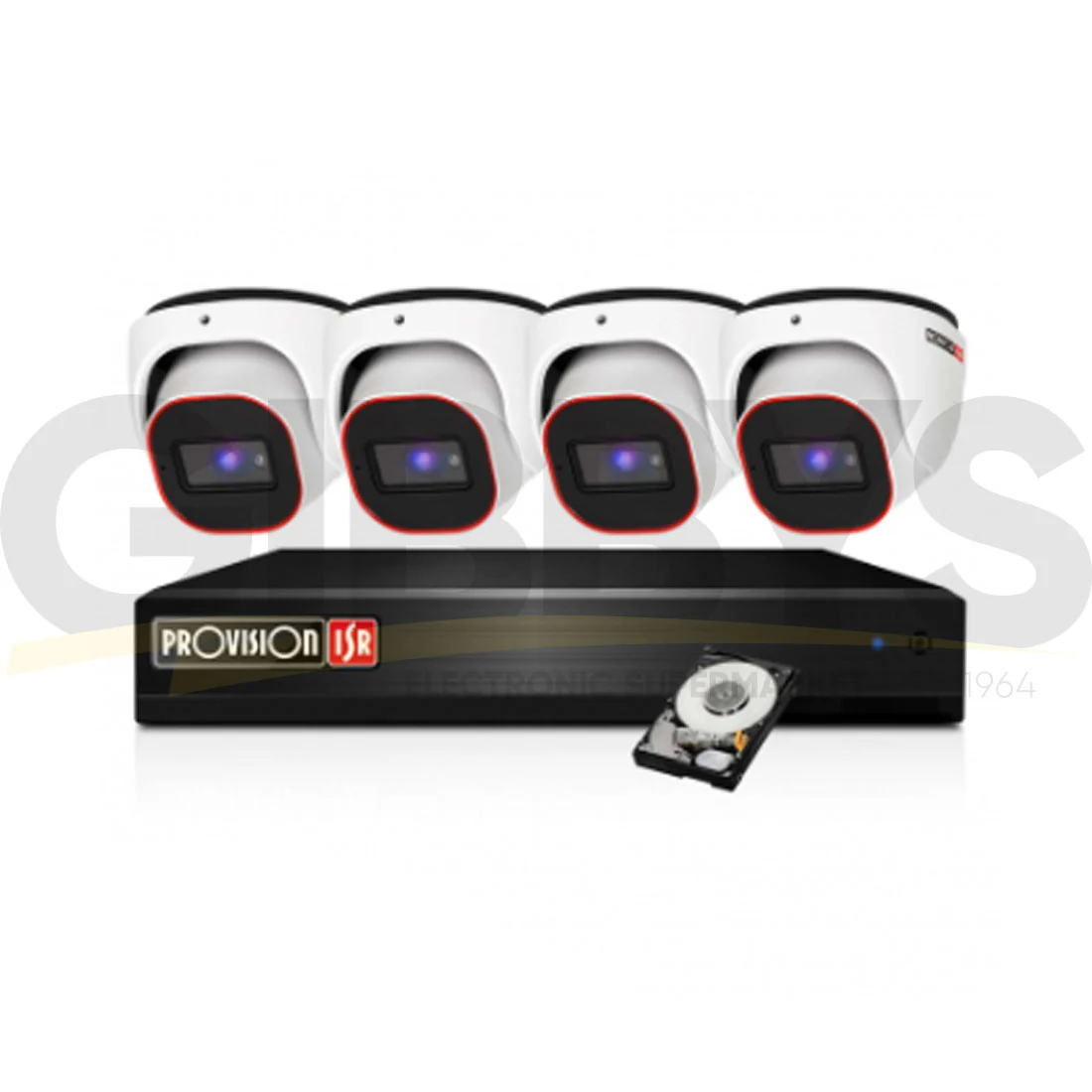 Provision 448MP Turret Camera Security Bundle x 4 – White (PROVO448MP)