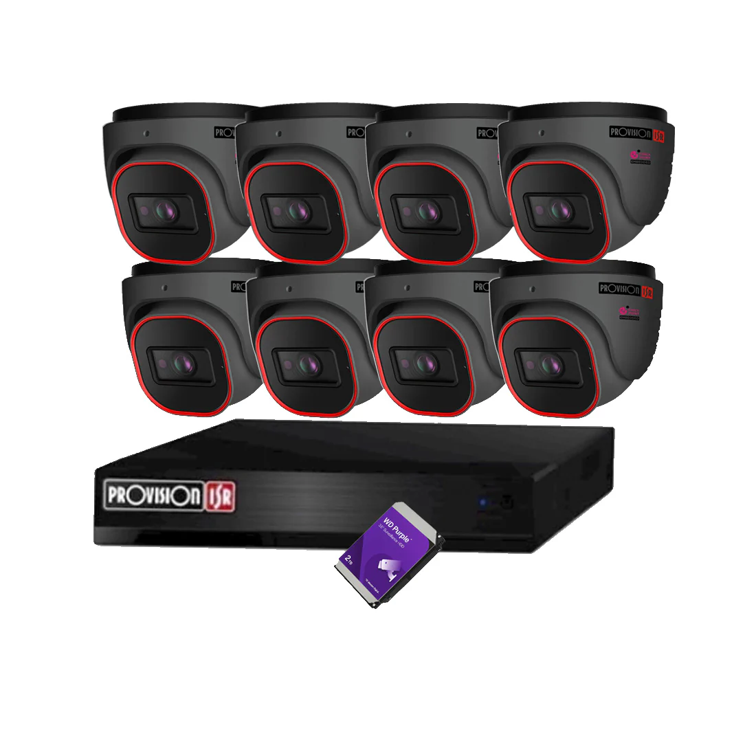 Provision 888MPGY Turret Camera Security Bundle x 4 – Grey (PROVO888MPGY)