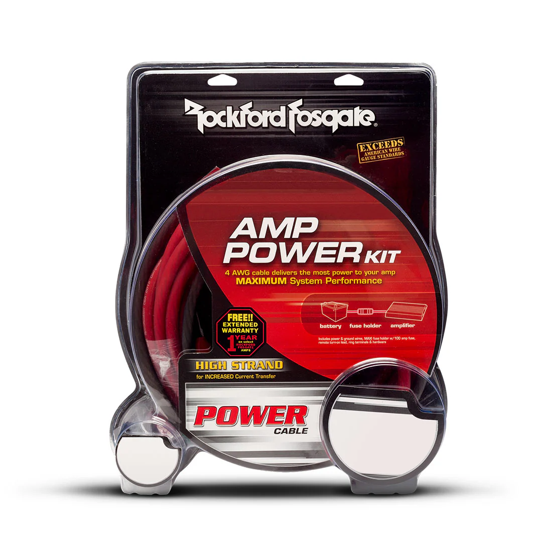 Rockford Fosgate RFK4D 4 AWG Complete Dual Amplifier Installation Kit (RFK4D)
