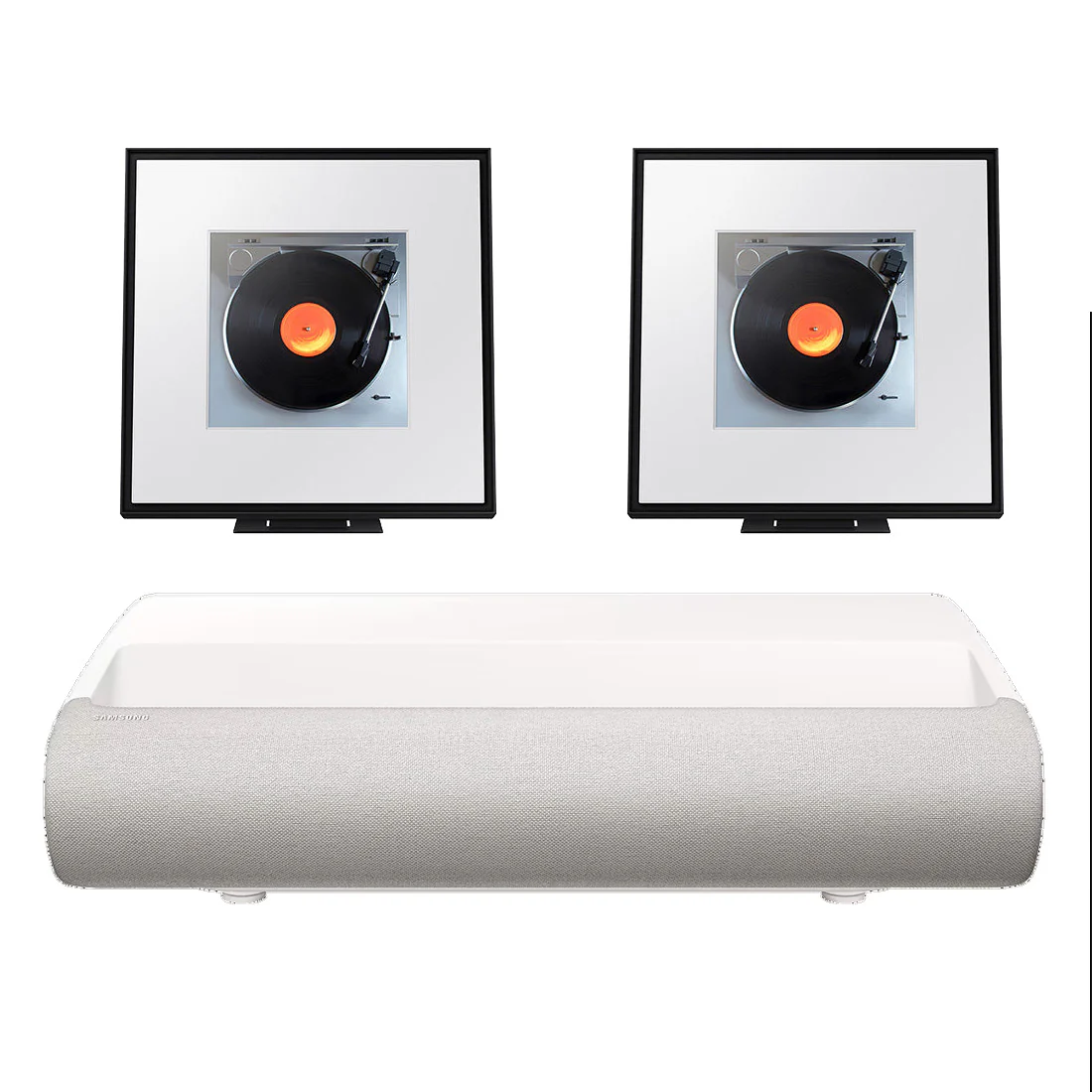 Samsung SP-LPU9DSAXXZC The Premiere 4K Laser 130" Projector | HW-LS60D/ZC Music Frame Wireless Speakers - Pair