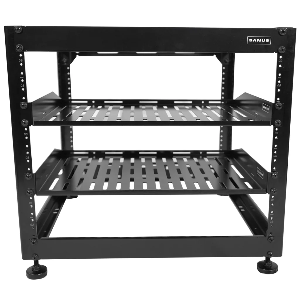 Sanus CFR1610-B1 10U AV Rack Stackable Open Frame Network Rack (CFR1610B1)