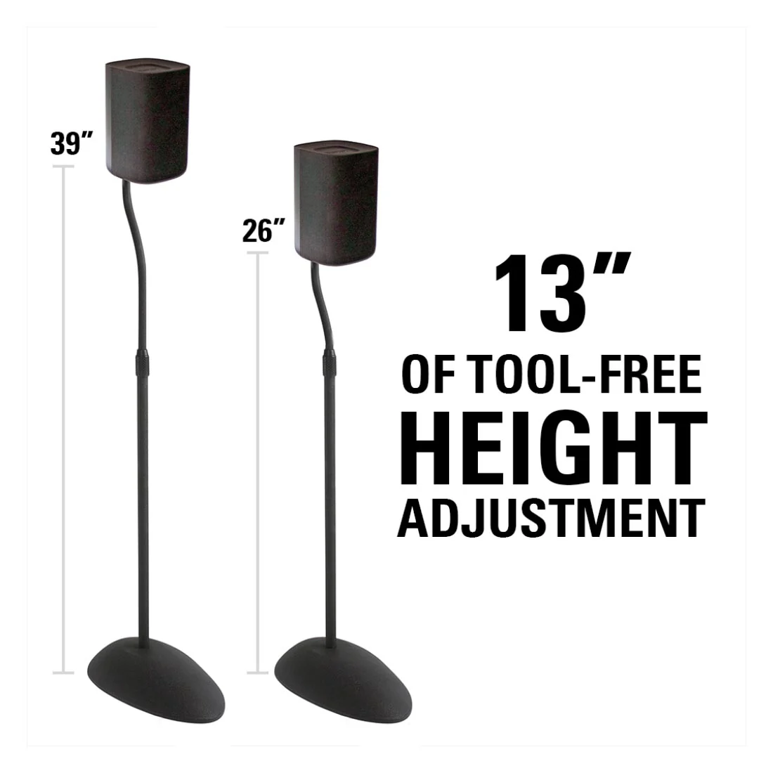 Sanus HTB3-B3 Adjustable Speaker Stands 26"-39" Up To 4 Lbs - Black - Image 8