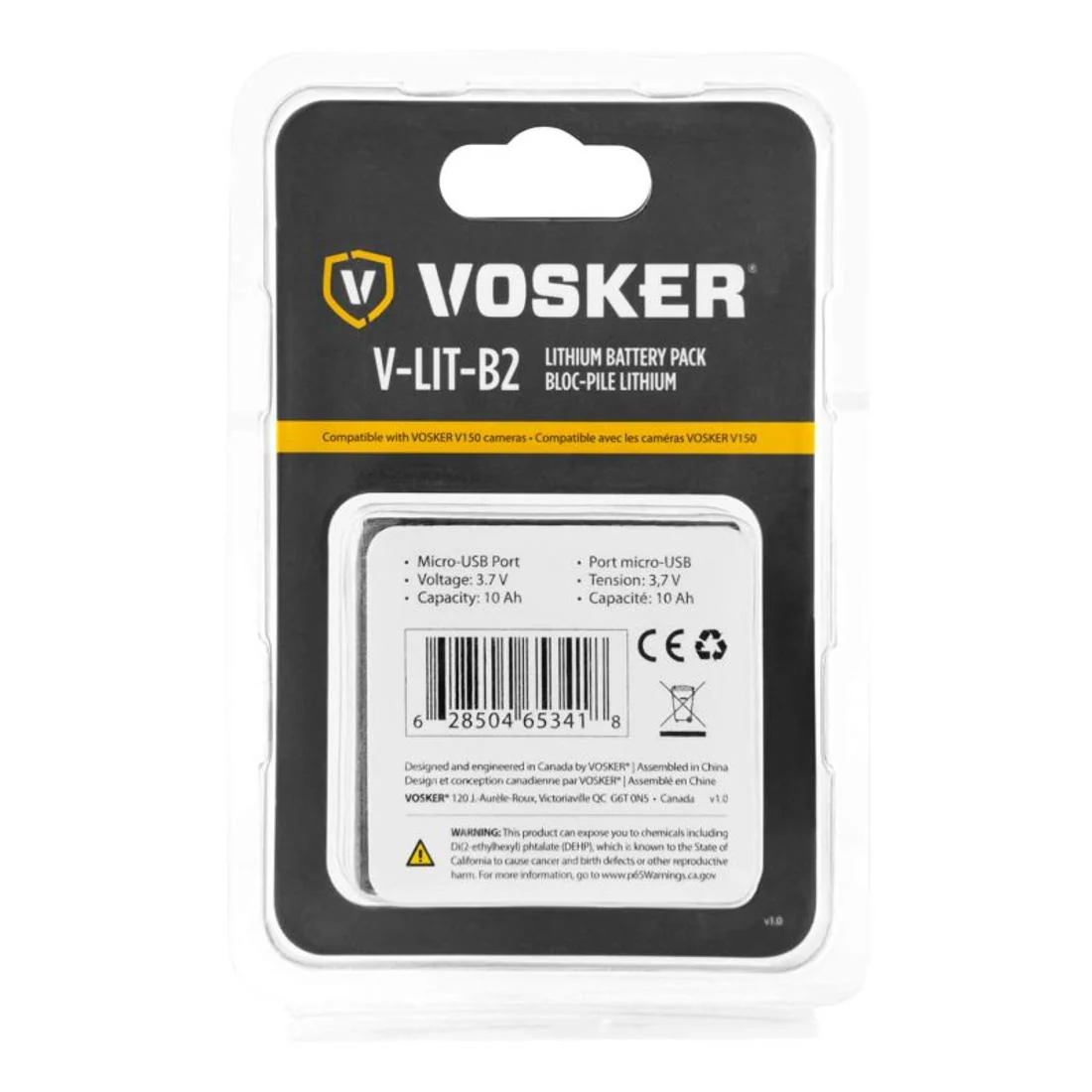 VOSKER V-LIT-B2 Extra Rechargeable Lithium Battery Pack for V150 Mobile Security Cameras (10,000mAh, Micro-USB) (VLITB2) - Image 3